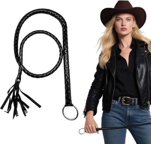 Faux Leather Black Whip Costume Whip Handmade Bullwhip, Whips for Stage Performance Racing Cosplay Costume Accessories,Whip Costume Accessory Horse Riding Crops Equestrianism in Saudi Arabia