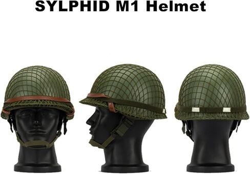 SYLPHID Outdoor Green WW2 US M1 Helmet Steel Field with Net Cover cat Eye Belt in Saudi Arabia