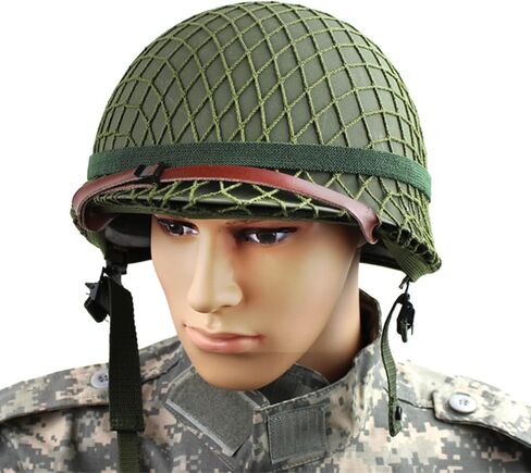 SYLPHID Outdoor Green WW2 US M1 Helmet Steel Field with Net Cover cat Eye Belt in Saudi Arabia