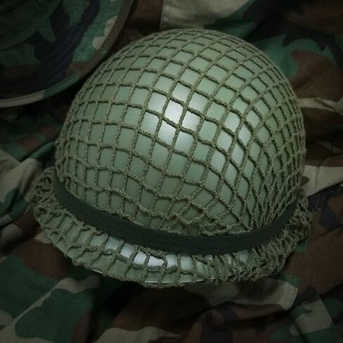 SYLPHID Outdoor Green WW2 US M1 Helmet Steel Field with Net Cover cat Eye Belt in Saudi Arabia