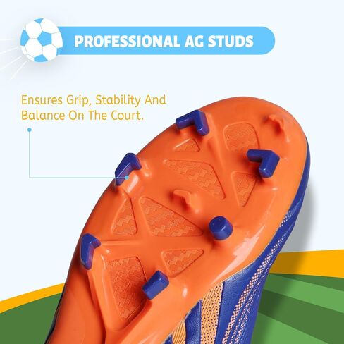 ZVC Kids Soccer Cleats Boys Girls Soccer Shoes Outdoor Firm Ground Youth Football Cleats for Little Kid/Big Kid in Kuwait