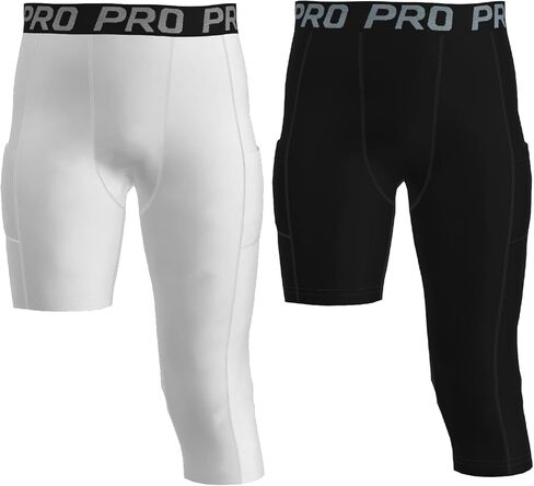 2 Pack 3/4 Boys Compression Pants One Leg Compression Tights Quick Dry Basketball Leggings Running Sports Athletic in Saudi Arabia