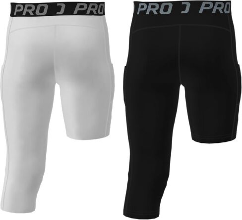 2 Pack 3/4 Boys Compression Pants One Leg Compression Tights Quick Dry Basketball Leggings Running Sports Athletic in Saudi Arabia
