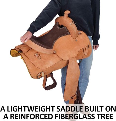 Schneiders Work and Trail II Western Saddle | Lightweight Fiberglass Tree | Roughout Design | Padded Seat | Heavy-Duty Hardware in Saudi Arabia