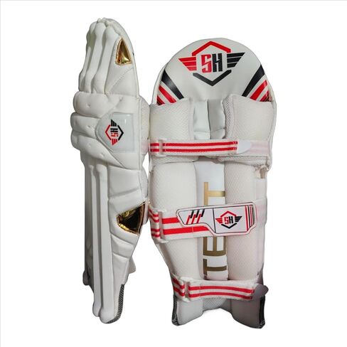 White Light Weight Cricket Batting Leg Guard Pads Handmade Set of 1 in Saudi Arabia