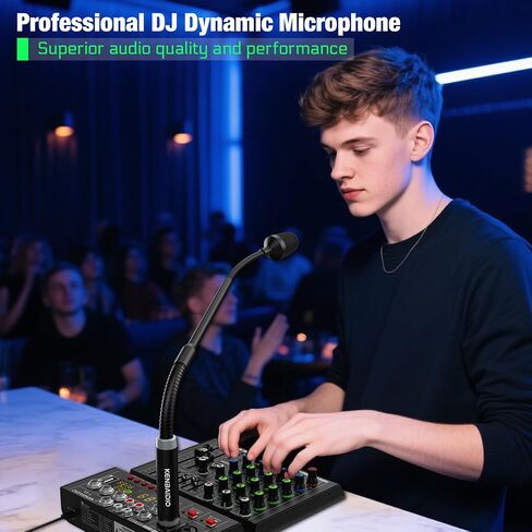 ميكروفون DJ Mic مقاس 17 بوصة مرن معقوفة، ميكروفون بوب باركر سلكي ديناميكي XLR احترافي لمؤتمرات الفيديو، المنصة، الغناء، خلاط كاريوكي DJ قرص مخصص يصرخ شريط KTV، معدني in Kuwait