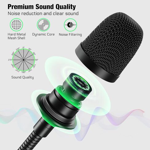 ميكروفون DJ Mic مقاس 17 بوصة مرن معقوفة، ميكروفون بوب باركر سلكي ديناميكي XLR احترافي لمؤتمرات الفيديو، المنصة، الغناء، خلاط كاريوكي DJ قرص مخصص يصرخ شريط KTV، معدني in Kuwait