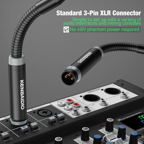 ميكروفون DJ Mic مقاس 17 بوصة مرن معقوفة، ميكروفون بوب باركر سلكي ديناميكي XLR احترافي لمؤتمرات الفيديو، المنصة، الغناء، خلاط كاريوكي DJ قرص مخصص يصرخ شريط KTV، معدني in Kuwait