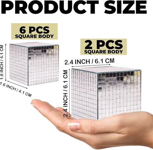 8 قطع مرآة ديسكو عاكسة مكعب ديكورات مسرح الحفلات روز جولد فسيفساء تعكس الدعائم الخفيفة 60 ثانية 70 ثانية الحلي الزفاف عيد الميلاد عطلة مكتب المنزل الملحقات in Kuwait