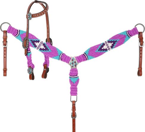 Showman Violet Wave Mohair Single Ear Headstall & Breast Collar Set - Pony Size in Saudi Arabia