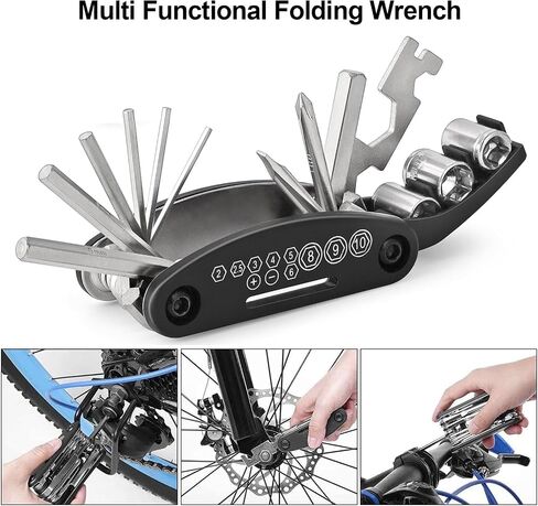 Bike Tool Kit, 16 in 1 Bicycle Biking Gear Allen Wrenches Sets for Road Mountain MTB, Portable Bikes Repair Tool Kit, Bike Accessories, Black in Saudi Arabia