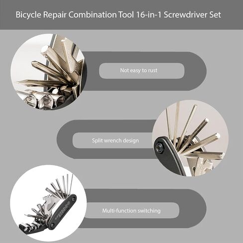 16-in-1 Bike Repair Kit Bikes Multitool Set with Wrench Screwdriver for Camping Travel, Maintenance Essentials Safety Kit, Protable Multi Function Accessories for Bicycle Mountain Road Bikes in Saudi Arabia