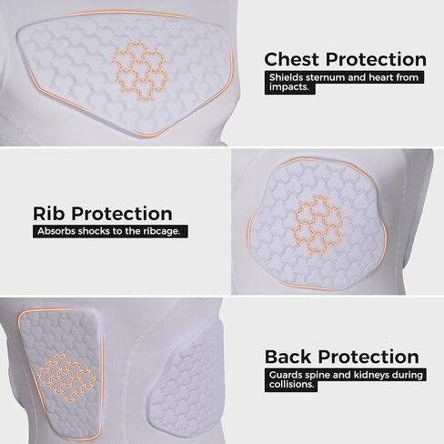 COOLOMG الشباب مبطن قميص لكرة القدم الصدر الضلع حامي 4-وسادة ضغط قميص الرجبي لاكروس حماية الظهر in Kuwait