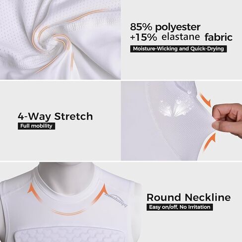 COOLOMG الشباب مبطن قميص لكرة القدم الصدر الضلع حامي 4-وسادة ضغط قميص الرجبي لاكروس حماية الظهر in Kuwait