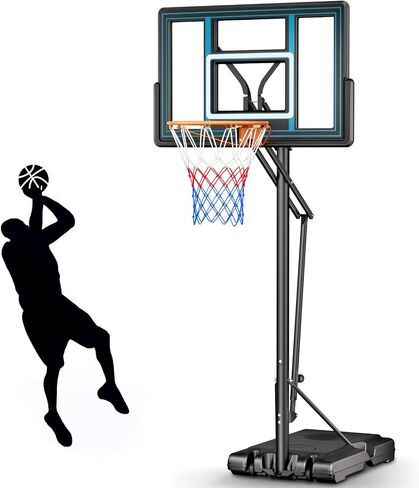 Asbest 44" Portable Basketball Hoop Outdoor | 5.5-10ft Stepless Adjustable Height Basketball Goal System for Driveway, Backyard, for All Ages in Saudi Arabia