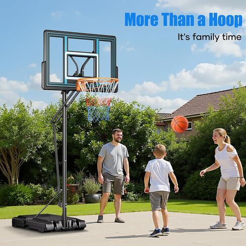 Asbest 44" Portable Basketball Hoop Outdoor | 5.5-10ft Stepless Adjustable Height Basketball Goal System for Driveway, Backyard, for All Ages in Saudi Arabia