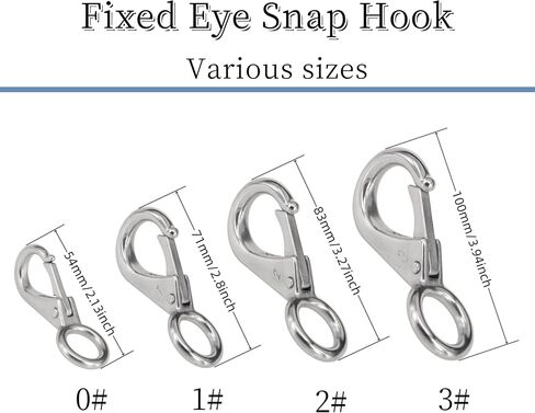 Stainless Steel 316 Spring Snap Hook – Fixed Eye Clip for Boat, Flag Pole, Keychain, Car Keys | Rustproof Snap Shackle with High-Strength Locking Mechanism | Quality Snap Clip Leash Hook in Saudi Arabia