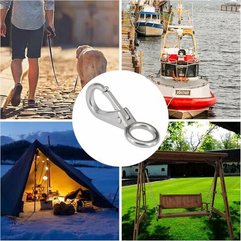 Stainless Steel 316 Spring Snap Hook – Fixed Eye Clip for Boat, Flag Pole, Keychain, Car Keys | Rustproof Snap Shackle with High-Strength Locking Mechanism | Quality Snap Clip Leash Hook in Saudi Arabia