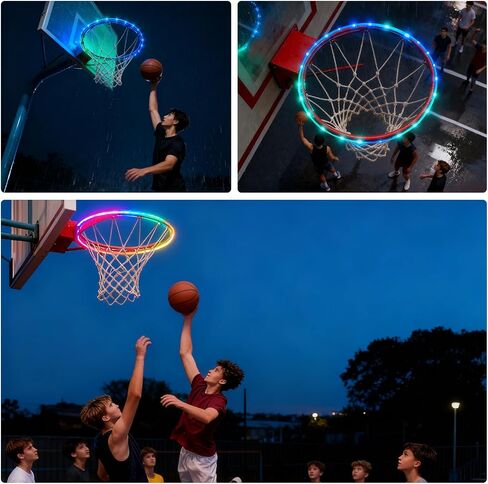 Basketball Hoop Lights Outdoor,Basketball Accessories for Boys,16 Color Led Basketball Hoop,Led Basketball Hoop,Gifts for Basketball Lovers,Remote Control,Waterproof, Super Bright in Saudi Arabia