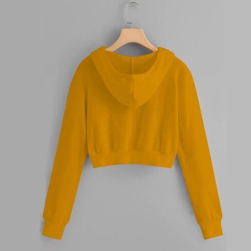 Girls Cropped Zip Up Hoodies Casual Hooded Crop Sweatshirts Long Sleeve Athletic Preppy Track Jacket with Pockets in Saudi Arabia