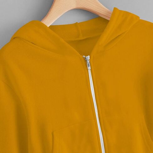 Girls Cropped Zip Up Hoodies Casual Hooded Crop Sweatshirts Long Sleeve Athletic Preppy Track Jacket with Pockets in Saudi Arabia