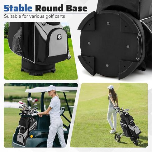 Goplus Lightweight Golf Cart Bag, Molded Lock Top Golf Club Bag w/14-Way Full Length Organizer Dividers, 11 Pockets, Cooler Bag, Straps, Umbrella Holder & Rain Hood for Men Women in Saudi Arabia