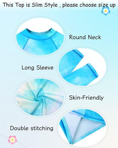 TFJH E 2 Pack Boys Girls Swim Shirt Rash Guard for Girls Long Sleeve Swim Tops UV 50+ 3-12Y in Saudi Arabia