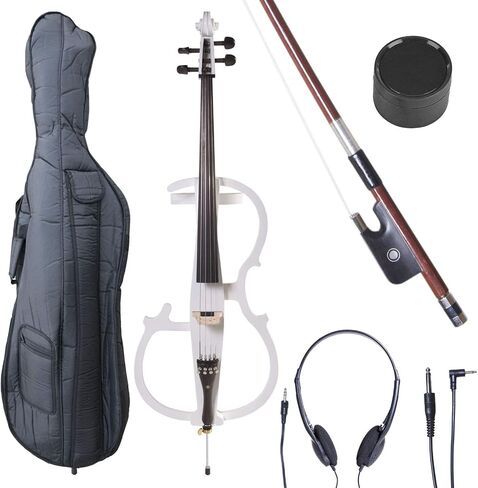 Cecilio CECO-2WH Ebony Electric Silent Pearl White Cello in Style 2, Size 4/4 (Full Size) in Saudi Arabia