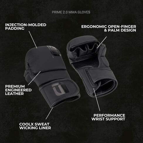 قفازات Tigear Prime 2.0 MMA - قفازات مصارعة وملاكمة هجينة للرجال والنساء | تصميم مفتوح لراحة اليد مع بطانة مقاومة للصدمات لفنون القتال المختلطة والمواي تاي والكيك بوكسينغ والفنون القتالية in Kuwait