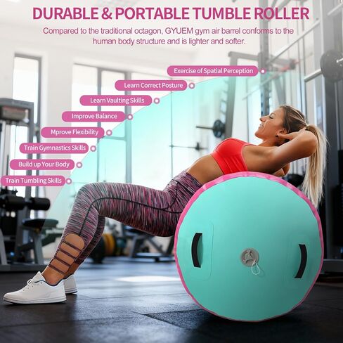 الهواء الأسطوانة الجمباز برميل نفخ تراجع الأسطوانة الهواء حصيرة المثمن حصيرة مع مضخة كهربائية للتدريب على الظهر التشجيع الاستخدام المنزلي in Kuwait