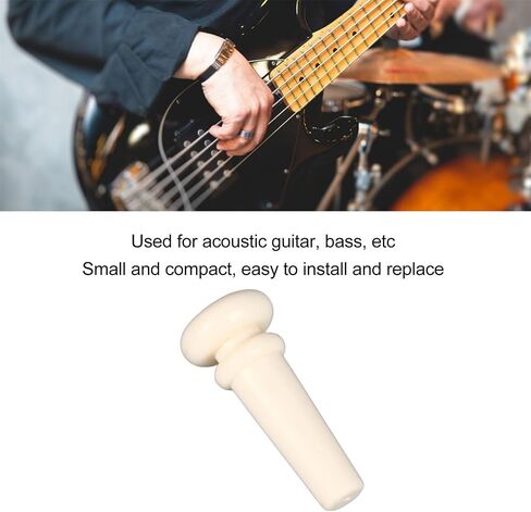 Acoustic Guitar Tailnail Peg Replacement Plastic Bass String End Pin Strap Fixing Lightweight Compact Glossy Appearance (Black) in Saudi Arabia
