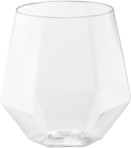 Plastic Hexagonal Stemless Wine Goblets, 12 oz, Clear, BPA-free, Disposable, 16 Glasses Per Pack in Saudi Arabia