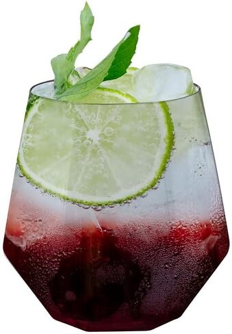 Plastic Hexagonal Stemless Wine Goblets, 12 oz, Clear, BPA-free, Disposable, 16 Glasses Per Pack in Saudi Arabia