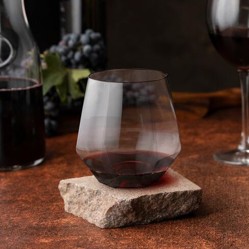 Plastic Hexagonal Stemless Wine Goblets, 12 oz, Clear, BPA-free, Disposable, 16 Glasses Per Pack in Saudi Arabia