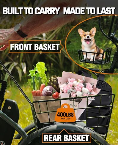 دراجة كهربائية ESKUTE E Trike، دراجة كهربائية قابلة للطي بمحرك بدون فرش بقدرة 1200 واط، 18 × 3.0 دراجة كهربائية بإطارات سميكة، بطارية قابلة للإزالة 499 وات في الساعة، دراجة كهربائية ثلاثية العجلات، تصل إلى 55 ميلًا، 18 ميل في الساعة + دراجة ثلاثية العجلات in Kuwait