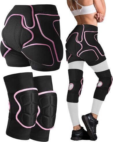 Eurzom 3 Pcs Snowboard Protective Gear Set for Women Impact-Resistant Hip Butt Padded Shorts and 2 Knee Pads for Snowboarding, Skiing, Skating, and Outdoor Winter Sports in Saudi Arabia