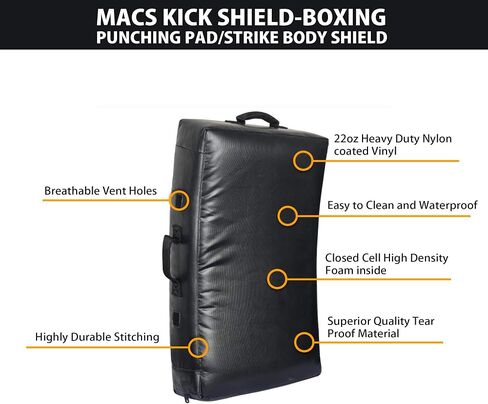 MACS Curved kick shield Thai pad for training Martial Arts punches and kicks blocking surface, strike body sports shield Adult Size 28"x15" and Kids Size 24''x13''- 1 Piece in Kuwait