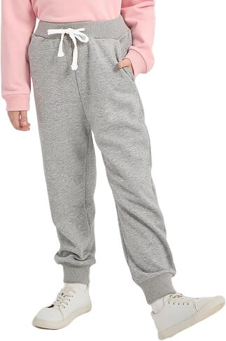 Phedrew Girls Cotton Sweatpants Kids Toddler Jogger Pants Casual Athletic Pull On Pants with Drawstring Pockets(Age 2-14) in Saudi Arabia