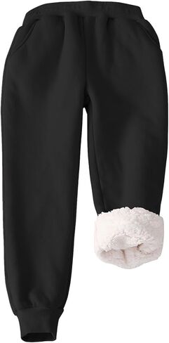 Girls Boys Fleece Sweatpants Sherpa Lined Joggers Pant Winter Warm Kids Athletic Pants Elastic Waist with Pockets in Saudi Arabia