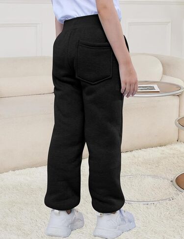 Girls Boys Fleece Sweatpants Sherpa Lined Joggers Pant Winter Warm Kids Athletic Pants Elastic Waist with Pockets in Saudi Arabia