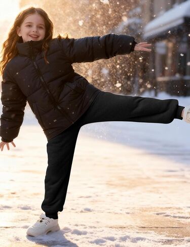 Girls Boys Fleece Sweatpants Sherpa Lined Joggers Pant Winter Warm Kids Athletic Pants Elastic Waist with Pockets in Saudi Arabia