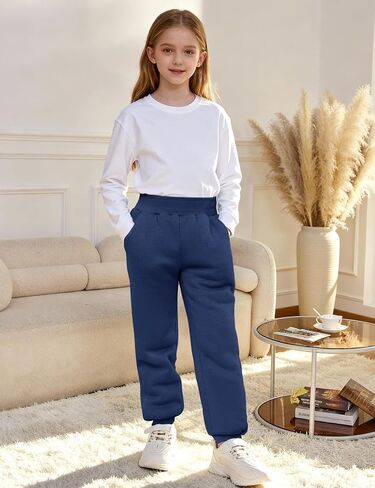 بنات بنين الصوف Sweatpants شيربا اصطف ركض بانت الشتاء الدافئة الاطفال السراويل الرياضية مرونة الخصر مع جيوب in Kuwait