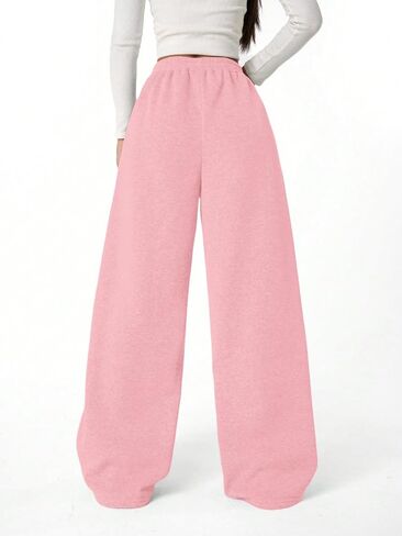 Girl's Baggy Sweatpants Letter Print High Waisted Wide Leg Pants Joggers Sweat Track Pants Trendy in Saudi Arabia