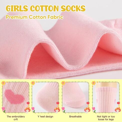 Comfoex Girls Cute Ankle Socks Cotton Crew Fun Heart Athletic Socks for Little Big Kids 4-7 7-10 Years Old 5 Pairs in Saudi Arabia