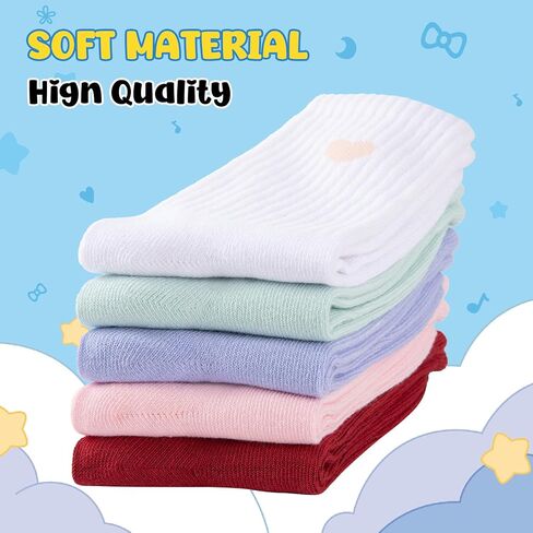 Comfoex Girls Cute Ankle Socks Cotton Crew Fun Heart Athletic Socks for Little Big Kids 4-7 7-10 Years Old 5 Pairs in Saudi Arabia