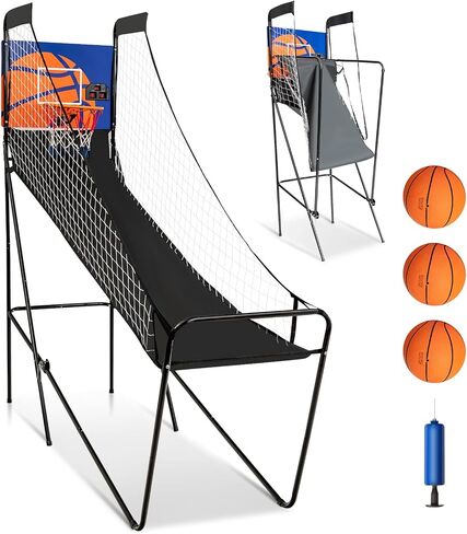 Goplus Foldable Indoor Basketball Arcade Game, Electronic Basketball Single Shootout Games Machine with 3 Balls, LED Scoreboard and Inflation Pump for Kids Youth Teens Adults in Saudi Arabia