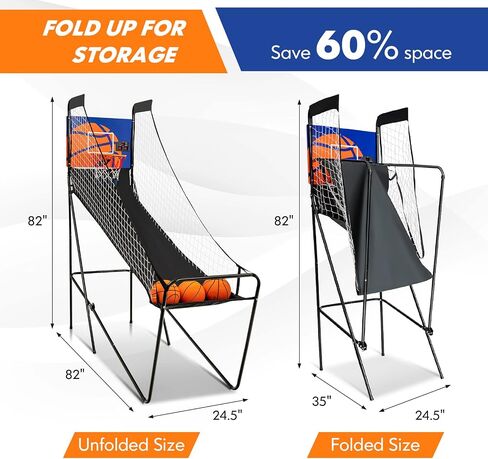 Goplus Foldable Indoor Basketball Arcade Game, Electronic Basketball Single Shootout Games Machine with 3 Balls, LED Scoreboard and Inflation Pump for Kids Youth Teens Adults in Saudi Arabia