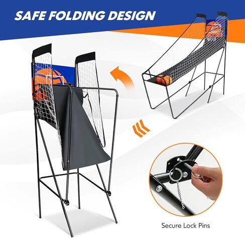 Goplus Foldable Indoor Basketball Arcade Game, Electronic Basketball Single Shootout Games Machine with 3 Balls, LED Scoreboard and Inflation Pump for Kids Youth Teens Adults in Saudi Arabia