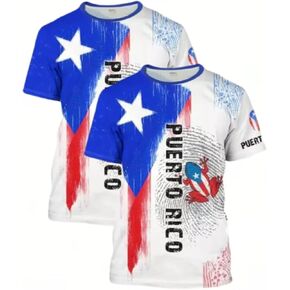 Puerto Rico Pride T-Shirt Crew Neck Short Sleeve Unisex Cultural Heritage Design Comfortable Regular Fit - 2 Pack in Saudi Arabia