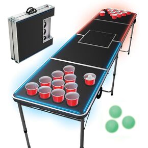 LED Portable Pong Table, Folding Party Game Set, for Tailgating and Outdoor Parties, 8-Foot Length in Saudi Arabia